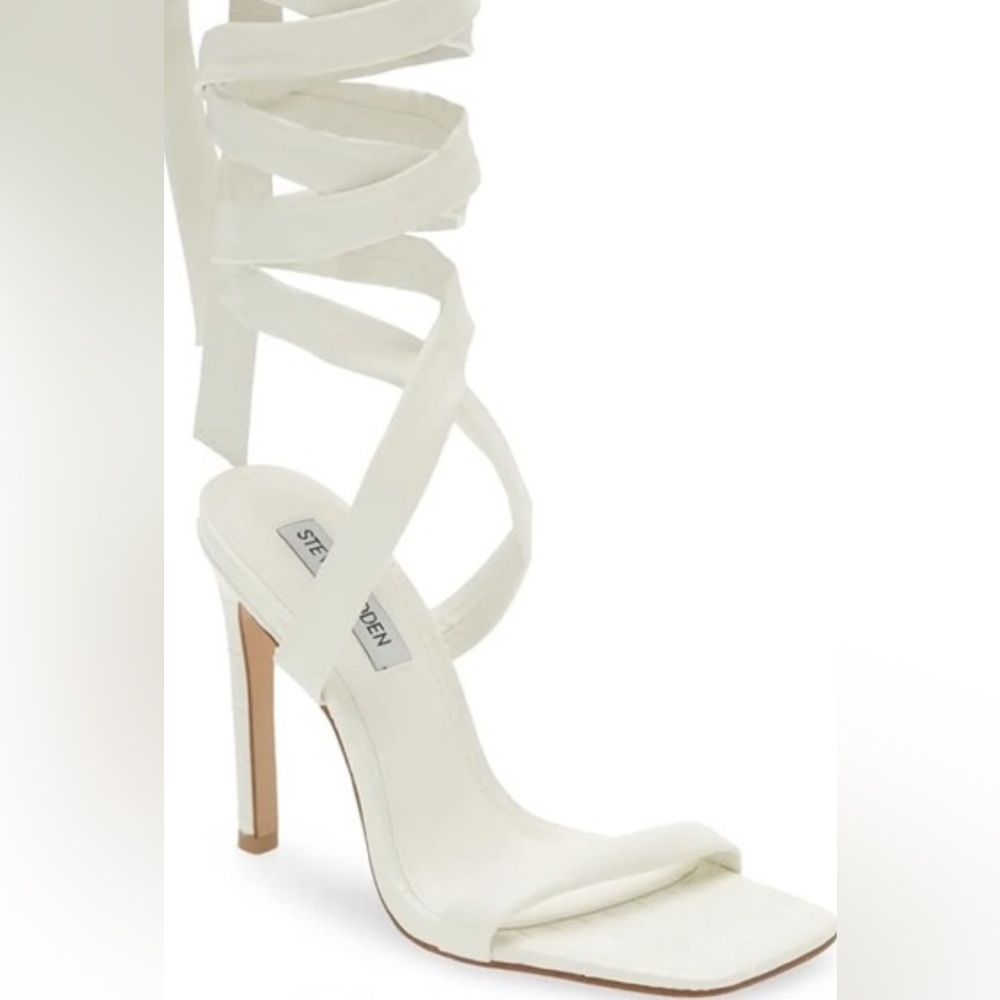 Steve Madden White Lace-Up Stiletto Heels (Style name: UTILIZE)